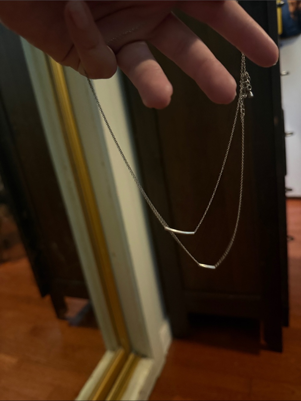 Delicate Double-Layer Silver Bar Necklace